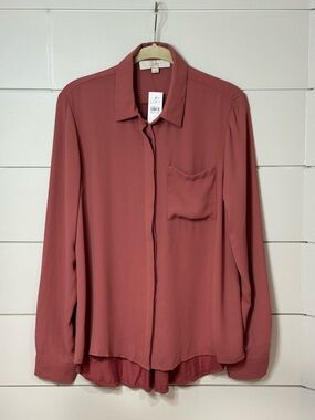 NEW LOFT Button Up Long Sleeve Shirt in Terracotta Size S